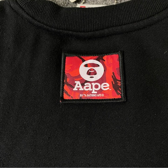 AAPE BY A BATHING APE Black Printed Men’s Crewneck Sweatshirt Men’s Size Small - Picture 11 of 16